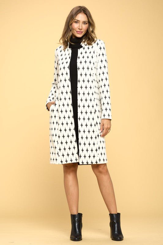 Knit Jacquard Open Coat - Millow