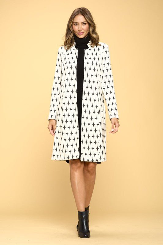 Knit Jacquard Open Coat - Millow