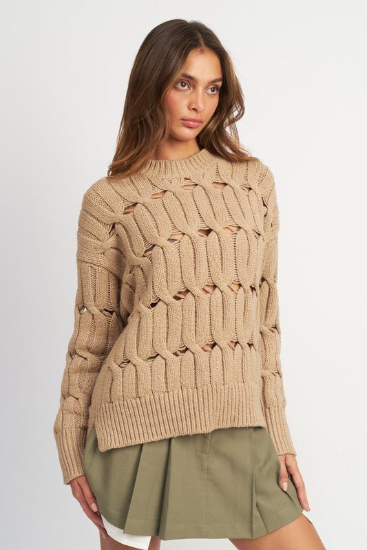 OPEN KNIT SWEATER WITH SLITS - Millow