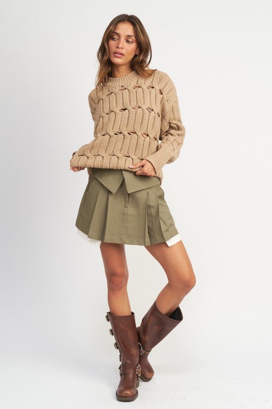 OPEN KNIT SWEATER WITH SLITS - Millow